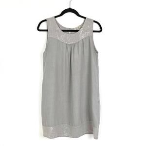 Lungo L’arno Sleeveless Dress Linen Sequence Italian Made Small Gray